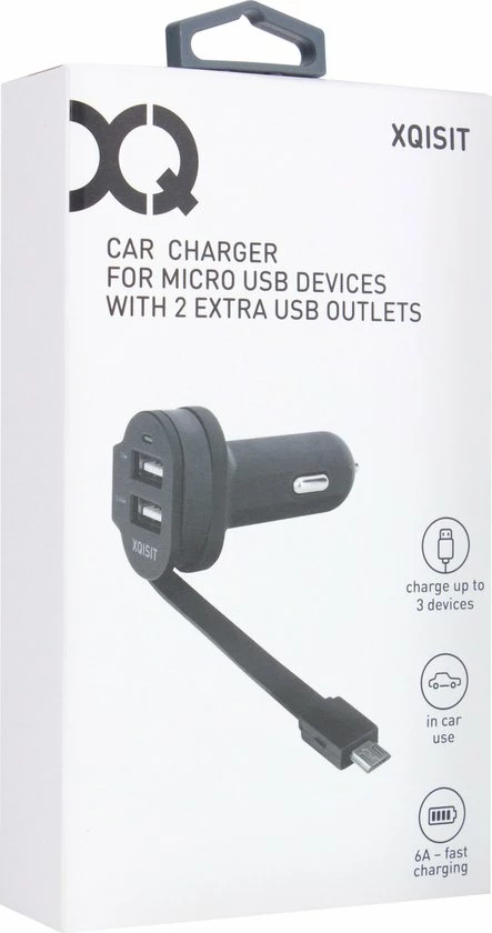 Begroting π XQISIT Autolader - Met Vaste Micro-USB Kabel En 2 USB Poorten - 1A/2.4A - Zwart π 6 Begroting π XQISIT Autolader - Met Vaste Micro-USB Kabel En 2 USB Poorten - 1A/2.4A - Zwart π - Afbeelding 6