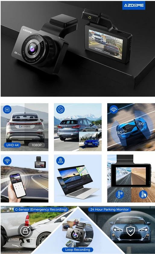 Kopen ⭐ AZDome M63 Pro Dashcam - Ultra 4K Resolutie - Wifi - GPS - Parkeerstand - 64gb Micro SD - 3.0 Inch IPS LCD - Dashcam Voor Auto Met Optionele Achter Camera 🎁 6 Kopen ⭐ AZDome M63 Pro Dashcam - Ultra 4K Resolutie - Wifi - GPS - Parkeerstand - 64gb Micro SD - 3.0 Inch IPS LCD - Dashcam Voor Auto Met Optionele Achter Camera 🎁 - Afbeelding 6