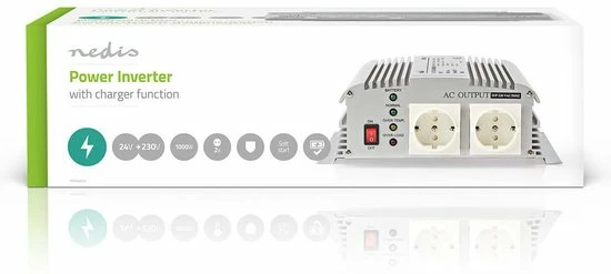 Uitgang ???? Nedis Inverter Gemodificeerde Sinusgolf | Ingangsvoltage: 24 VDC | Apparaat Stroomoutput: 2 | 230 V ~ 50 Hz | 1000 W | Piekvermogen: 2400 W | Type Stopcontact: F (CEE 7/3) | Accuklemmen ???? 7 Uitgang ???? Nedis Inverter Gemodificeerde Sinusgolf | Ingangsvoltage: 24 VDC | Apparaat Stroomoutput: 2 | 230 V ~ 50 Hz | 1000 W | Piekvermogen: 2400 W | Type Stopcontact: F (CEE 7/3) | Accuklemmen ???? - Afbeelding 7