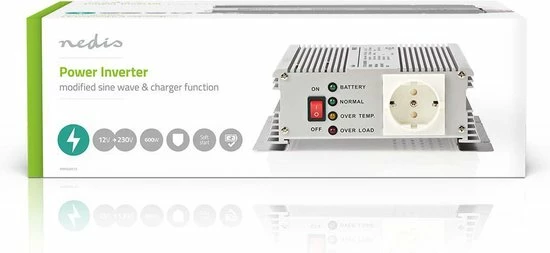 Nedis Inverter Gemodificeerde Sinusgolf | Ingangsvoltage: 12 VDC | Apparaat stroomoutput: 1 | 230 V ~ 50 Hz | 600 W | Piekvermogen: 1500 W | Type stopcontact: F (CEE 7/3) | Accuklemmen Korting ⌛ Nedis Inverter Gemodificeerde Sinusgolf | Ingangsvoltage: 12 VDC | Apparaat Stroomoutput: 1 | 230 V ~ 50 Hz | 600 W | Piekvermogen: 1500 W | Type Stopcontact: F (CEE 7/3) | Accuklemmen ???? -Brodit store