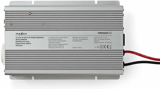 Nedis Inverter Gemodificeerde Sinusgolf | Ingangsvoltage: 12 VDC | Apparaat stroomoutput: 1 | 230 V ~ 50 Hz | 600 W | Piekvermogen: 1500 W | Type stopcontact: F (CEE 7/3) | Accuklemmen Korting ⌛ Nedis Inverter Gemodificeerde Sinusgolf | Ingangsvoltage: 12 VDC | Apparaat Stroomoutput: 1 | 230 V ~ 50 Hz | 600 W | Piekvermogen: 1500 W | Type Stopcontact: F (CEE 7/3) | Accuklemmen ???? -Brodit store 550x305 6