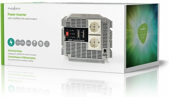 Goedkoopste 😉 Nedis Inverter Gemodificeerde Sinusgolf | Ingangsvoltage: 12 VDC | Apparaat Stroomoutput: 2 | 230 V ~ 50 Hz | 2500 W | Piekvermogen: 5000 W | Type Stopcontact: F (CEE 7/3) | Screw Terminal 🔥 9 Goedkoopste 😉 Nedis Inverter Gemodificeerde Sinusgolf | Ingangsvoltage: 12 VDC | Apparaat Stroomoutput: 2 | 230 V ~ 50 Hz | 2500 W | Piekvermogen: 5000 W | Type Stopcontact: F (CEE 7/3) | Screw Terminal 🔥 - Afbeelding 9