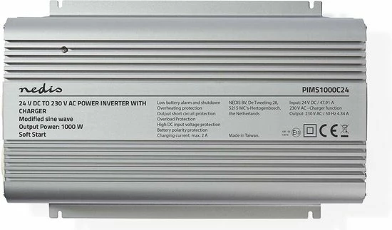 Uitgang ???? Nedis Inverter Gemodificeerde Sinusgolf | Ingangsvoltage: 24 VDC | Apparaat Stroomoutput: 2 | 230 V ~ 50 Hz | 1000 W | Piekvermogen: 2400 W | Type Stopcontact: F (CEE 7/3) | Accuklemmen ???? 4 Uitgang ???? Nedis Inverter Gemodificeerde Sinusgolf | Ingangsvoltage: 24 VDC | Apparaat Stroomoutput: 2 | 230 V ~ 50 Hz | 1000 W | Piekvermogen: 2400 W | Type Stopcontact: F (CEE 7/3) | Accuklemmen ???? - Afbeelding 4