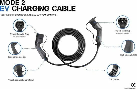 Flash-uitverkoop β Besen Laadkabel Auto | Type 2 Naar Type 2 | 7.4 KW | Fase 1 - 32A | 5 Meter π€© 3 Flash-uitverkoop β Besen Laadkabel Auto | Type 2 Naar Type 2 | 7.4 KW | Fase 1 - 32A | 5 Meter π€© - Afbeelding 3
