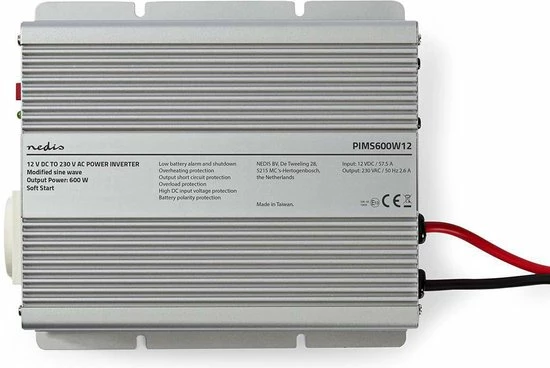 Begroting 🔔 Nedis Inverter Gemodificeerde Sinusgolf | Ingangsvoltage: 12 VDC | Apparaat Stroomoutput: 1 | 230 V ~ 50 Hz | 600 W | Piekvermogen: 1500 W | Type Stopcontact: F (CEE 7/3) | Accuklemmen 😍 4 Begroting 🔔 Nedis Inverter Gemodificeerde Sinusgolf | Ingangsvoltage: 12 VDC | Apparaat Stroomoutput: 1 | 230 V ~ 50 Hz | 600 W | Piekvermogen: 1500 W | Type Stopcontact: F (CEE 7/3) | Accuklemmen 😍 - Afbeelding 4