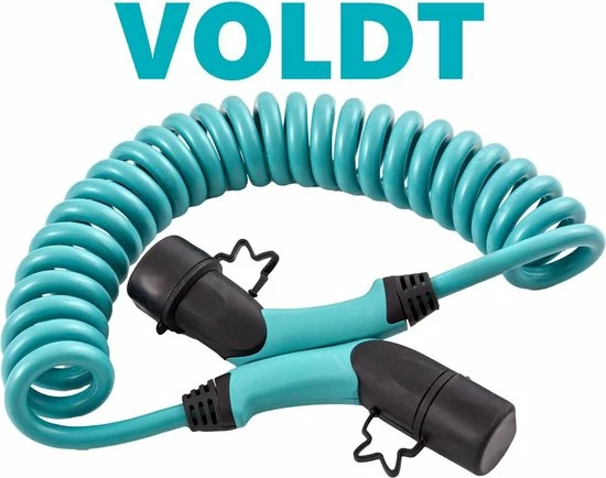 Laadkabel Type 2 32 Ampère 3 fase 22 kW Spiraal lengte 5 meter Begroting ???? Voldt Laadkabel Type 2 32 Ampère 3 Fase 22 KW Spiraal Lengte 5 Meter ???? -Brodit store