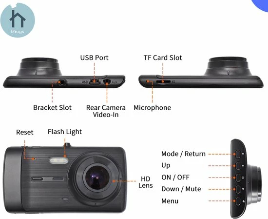 Flash-uitverkoop ❤️ Thuys Dashcam - Dashcam Voor Auto - 1080P Full HD - G-sensor- 4.0 Inch LCD Screen ⭐ 11 Flash-uitverkoop ❤️ Thuys Dashcam - Dashcam Voor Auto - 1080P Full HD - G-sensor- 4.0 Inch LCD Screen ⭐ - Afbeelding 11
