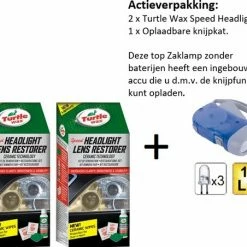 Promo 😍 Turtle Wax - TW 53685 Speed Headlight Kit - 2 Stuks - + Zaklamp/Knijpkat 😀
