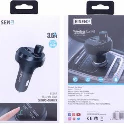 Flash-uitverkoop 🎉 EISENZ Wireless Car Kit - FM Transmitter (TF Card/U-Flash) ❤️