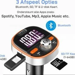 Coupon 🌟 Athletix® Bluetooth FM Transmitter - Carkit - Auto Lader- Handsfree Bellen - MP3 - USB / SD Kaart - Snel Lader - 3 USB Poorten - Spotify / YouTube ❤️ -Brodit store 550x492 1