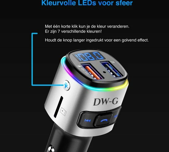 Groothandel ❤️ DW-G Bluetooth FM Transmitter - Auto Lader - Carkit - Handsfree - MP3 - USB - SD Kaart - Snel Lader - Bluetooth Audio Receiver ✨ 2 Groothandel ❤️ DW-G Bluetooth FM Transmitter - Auto Lader - Carkit - Handsfree - MP3 - USB - SD Kaart - Snel Lader - Bluetooth Audio Receiver ✨ - Afbeelding 2