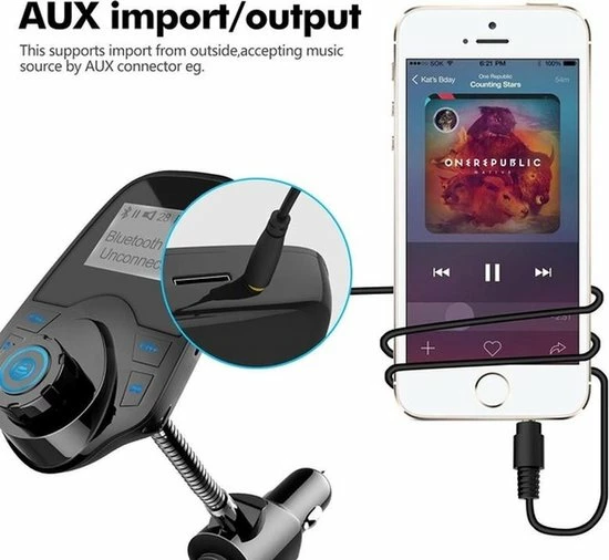 Gloednieuw 😍 Opline Bluetooth FM Transmitter Voor In De Auto – Handsfree Bellen Carkit Met AUX / SD Kaart / USB - Ingangen - Bluetooth Handsfree Carkits / Adapter / Auto Bluetooth / LCD Display - FM Transmitter 😀 3 Gloednieuw 😍 Opline Bluetooth FM Transmitter Voor In De Auto – Handsfree Bellen Carkit Met AUX / SD Kaart / USB - Ingangen - Bluetooth Handsfree Carkits / Adapter / Auto Bluetooth / LCD Display - FM Transmitter 😀 - Afbeelding 3