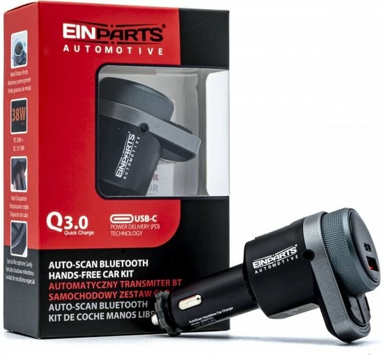 Bluetooth FM-Zender - Carkit - Autolader USB A / USB C - Snellader - Handsfree Bellen Aanbiedingen ???? Einpart Bluetooth FM-Zender - Carkit - Autolader USB A / USB C - Snellader - Handsfree Bellen ???? -Brodit store