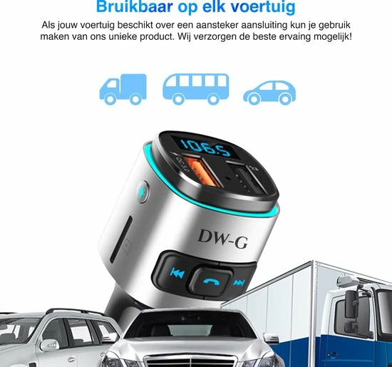 Groothandel ❤️ DW-G Bluetooth FM Transmitter - Auto Lader - Carkit - Handsfree - MP3 - USB - SD Kaart - Snel Lader - Bluetooth Audio Receiver ✨ 8 Groothandel ❤️ DW-G Bluetooth FM Transmitter - Auto Lader - Carkit - Handsfree - MP3 - USB - SD Kaart - Snel Lader - Bluetooth Audio Receiver ✨ - Afbeelding 8