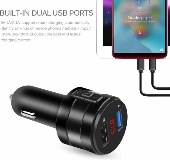 Goedkoopste π€© VCTparts Bluetooth FM Transmitter / Car Kit / Autolader / Muziek / GSM Lader Grijs π 6 Goedkoopste π€© VCTparts Bluetooth FM Transmitter / Car Kit / Autolader / Muziek / GSM Lader Grijs π - Afbeelding 6