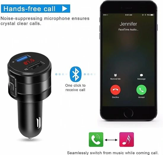 Goedkoopste π€© VCTparts Bluetooth FM Transmitter / Car Kit / Autolader / Muziek / GSM Lader Grijs π 2 Goedkoopste π€© VCTparts Bluetooth FM Transmitter / Car Kit / Autolader / Muziek / GSM Lader Grijs π - Afbeelding 2