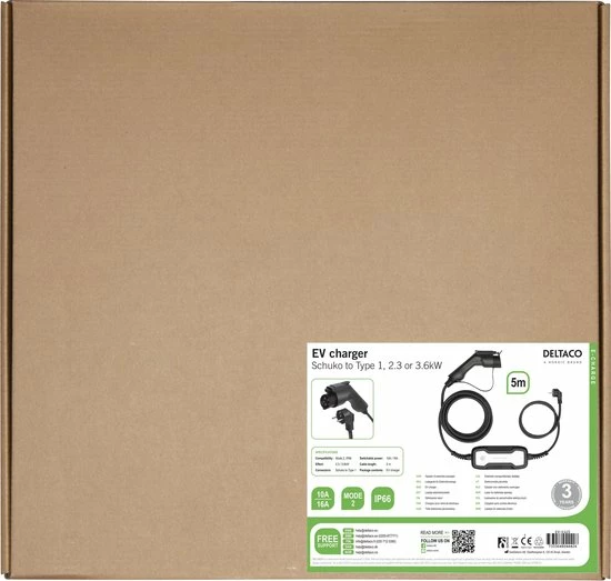 Hete verkoop β Deltaco E-Charge - Oplaadkabel Elektrische Auto - Schuko | Type 1 - 16A - 5 M π 5 Hete verkoop β Deltaco E-Charge - Oplaadkabel Elektrische Auto - Schuko | Type 1 - 16A - 5 M π - Afbeelding 5