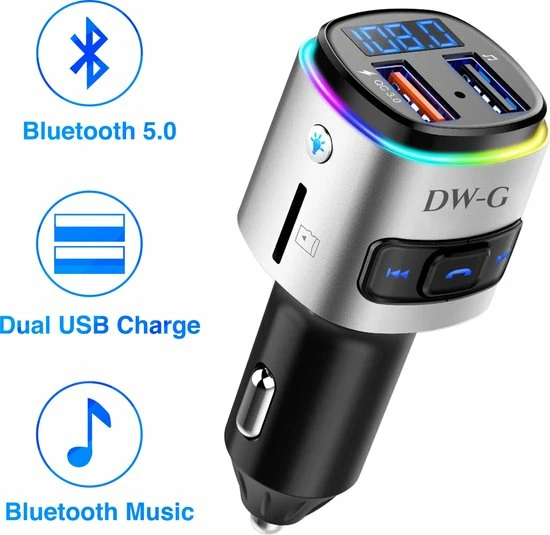 Groothandel ❤️ DW-G Bluetooth FM Transmitter - Auto Lader - Carkit - Handsfree - MP3 - USB - SD Kaart - Snel Lader - Bluetooth Audio Receiver ✨ 1 Groothandel ❤️ DW-G Bluetooth FM Transmitter - Auto Lader - Carkit - Handsfree - MP3 - USB - SD Kaart - Snel Lader - Bluetooth Audio Receiver ✨