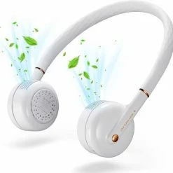Beste Verkoop ๐ฅ TOP-AA Neck Fan, Bladloos Oplaadbare(USB) Luchtkoelerventilator Mini Handsfree Bladloze Nekventilator Met LED-licht, Wit ๐งจ