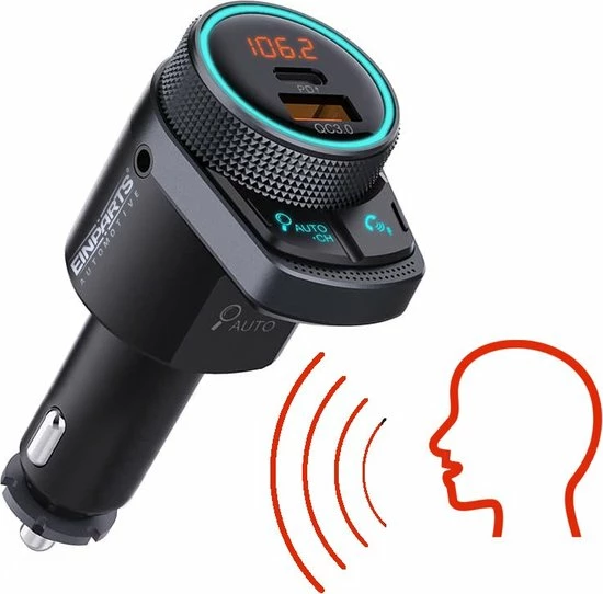 Bluetooth FM-Zender - Carkit - Autolader USB A / USB C - Snellader - Handsfree Bellen Aanbiedingen ???? Einpart Bluetooth FM-Zender - Carkit - Autolader USB A / USB C - Snellader - Handsfree Bellen ???? -Brodit store