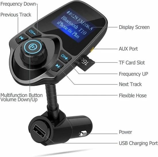 Gloednieuw 😍 Opline Bluetooth FM Transmitter Voor In De Auto – Handsfree Bellen Carkit Met AUX / SD Kaart / USB - Ingangen - Bluetooth Handsfree Carkits / Adapter / Auto Bluetooth / LCD Display - FM Transmitter 😀 8 Gloednieuw 😍 Opline Bluetooth FM Transmitter Voor In De Auto – Handsfree Bellen Carkit Met AUX / SD Kaart / USB - Ingangen - Bluetooth Handsfree Carkits / Adapter / Auto Bluetooth / LCD Display - FM Transmitter 😀 - Afbeelding 8