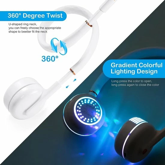 Beste Verkoop ๐ฅ TOP-AA Neck Fan, Bladloos Oplaadbare(USB) Luchtkoelerventilator Mini Handsfree Bladloze Nekventilator Met LED-licht, Wit ๐งจ 7 Beste Verkoop ๐ฅ TOP-AA Neck Fan, Bladloos Oplaadbare(USB) Luchtkoelerventilator Mini Handsfree Bladloze Nekventilator Met LED-licht, Wit ๐งจ - Afbeelding 7