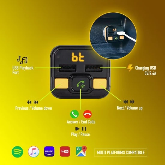 NGS Spark BT Curry - Auto FM Transmitter - Bluetooth - USB Oplader Aanbiedingen ???? NGS Spark BT Curry - Auto FM Transmitter - Bluetooth - USB Oplader ???? -Brodit store 550x550 223