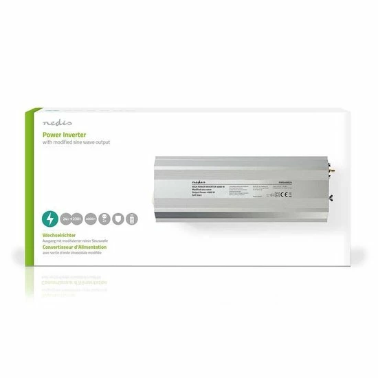 Nedis Inverter Gemodificeerde Sinusgolf | Ingangsvoltage: 24 VDC | Apparaat stroomoutput: 2 | 230 V ~ 50 Hz | 4000 W | Piekvermogen: 8000 W | Type stopcontact: F (CEE 7/3) | Screw Terminal Begroting ✔️ Nedis Inverter Gemodificeerde Sinusgolf | Ingangsvoltage: 24 VDC | Apparaat Stroomoutput: 2 | 230 V ~ 50 Hz | 4000 W | Piekvermogen: 8000 W | Type Stopcontact: F (CEE 7/3) | Screw Terminal ???? -Brodit store 550x550 354