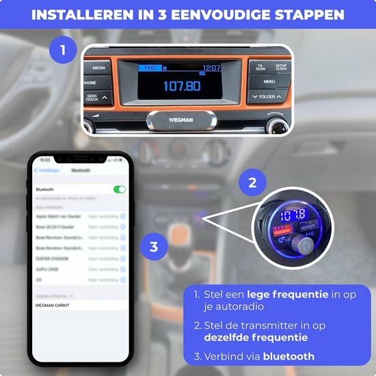 Flash-uitverkoop 👏 Wegman Bluetooth FM Transmitter - Autolader - Carkit - Autoradio - Bluetooth Transmitter 🥰 4 Flash-uitverkoop 👏 Wegman Bluetooth FM Transmitter - Autolader - Carkit - Autoradio - Bluetooth Transmitter 🥰 - Afbeelding 4
