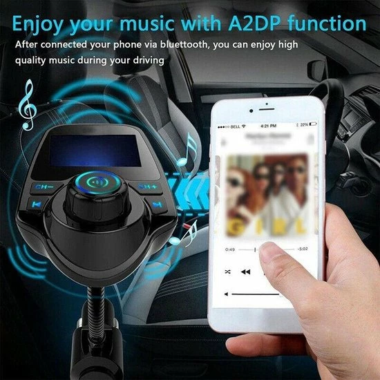Gloednieuw 😍 Opline Bluetooth FM Transmitter Voor In De Auto – Handsfree Bellen Carkit Met AUX / SD Kaart / USB - Ingangen - Bluetooth Handsfree Carkits / Adapter / Auto Bluetooth / LCD Display - FM Transmitter 😀 4 Gloednieuw 😍 Opline Bluetooth FM Transmitter Voor In De Auto – Handsfree Bellen Carkit Met AUX / SD Kaart / USB - Ingangen - Bluetooth Handsfree Carkits / Adapter / Auto Bluetooth / LCD Display - FM Transmitter 😀 - Afbeelding 4
