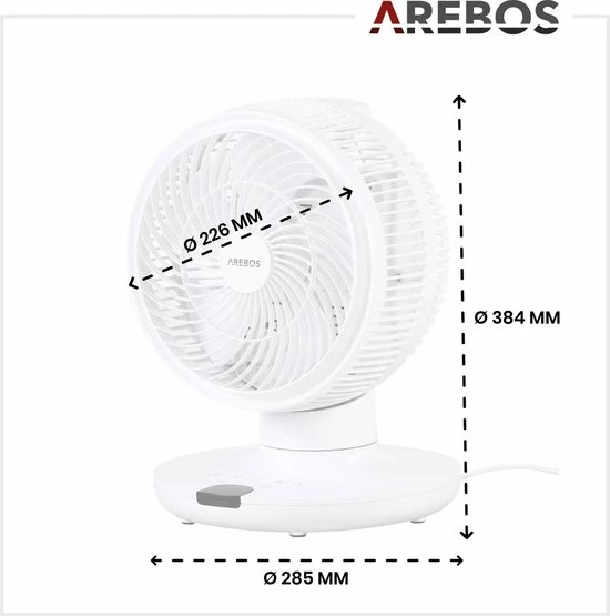 AREBOS 3D Luchtcirculatieventilator Draaibaar Compact Tafelvenitlator 55 W Beste deal ❤️ AREBOS 3D Luchtcirculatieventilator Draaibaar Compact Tafelvenitlator 55 W ⭐ -Brodit store 550x555 4
