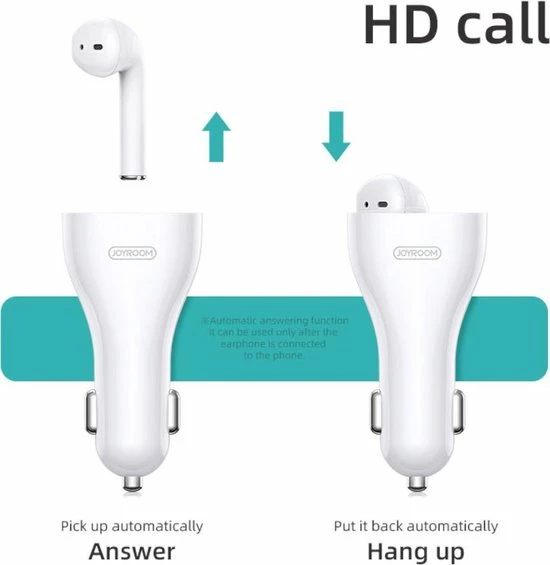 Flash-uitverkoop ???? Joyroom Autolader | USB - Adapter Met Bluetooth Draadloos Oordopje | Siri Ondersteuning BT Ear Bud ???? 2 Flash-uitverkoop ???? Joyroom Autolader | USB - Adapter Met Bluetooth Draadloos Oordopje | Siri Ondersteuning BT Ear Bud ???? - Afbeelding 2