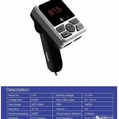 Korting βοΈ Zia Khel Luxe Bass Transmeter Bluetooth Carkit LB-T11 FM Auto MP3 Speler Met Afstandsbediening β