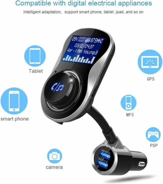Beste Verkoop 😍 DrPhone BC11 – 4in1 Multifunctionele Autolader – Bluetooth – Handsfree Bellen - FM Transmitter – SD Kaart – USB – AUX – Zwart 🔔 4 Beste Verkoop 😍 DrPhone BC11 – 4in1 Multifunctionele Autolader – Bluetooth – Handsfree Bellen - FM Transmitter – SD Kaart – USB – AUX – Zwart 🔔 - Afbeelding 4