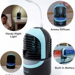 Goedkoop 🎉 Zaahn Ultra Chill Deluxe 4-in-1 Air Cooler Mini Koeler - Luchtbevochtiger - Met Sfeerlicht En Leeslamp - Verkoeling 🌟 -Brodit store 550x641