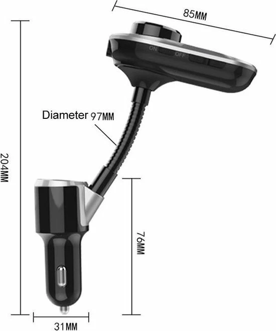 Beste Verkoop 😍 DrPhone BC11 – 4in1 Multifunctionele Autolader – Bluetooth – Handsfree Bellen - FM Transmitter – SD Kaart – USB – AUX – Zwart 🔔 8 Beste Verkoop 😍 DrPhone BC11 – 4in1 Multifunctionele Autolader – Bluetooth – Handsfree Bellen - FM Transmitter – SD Kaart – USB – AUX – Zwart 🔔 - Afbeelding 8