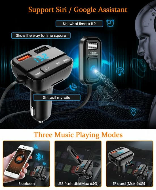 Beste deal ⌛ Merkloos ELEGIANT BTS-004 Bluetooth FM Transmitter - Autolader - Bluetooth Carkit - Bluetooth 5.0 En USB QC 3.0 -zwart ???? 9 Beste deal ⌛ Merkloos ELEGIANT BTS-004 Bluetooth FM Transmitter - Autolader - Bluetooth Carkit - Bluetooth 5.0 En USB QC 3.0 -zwart ???? - Afbeelding 9