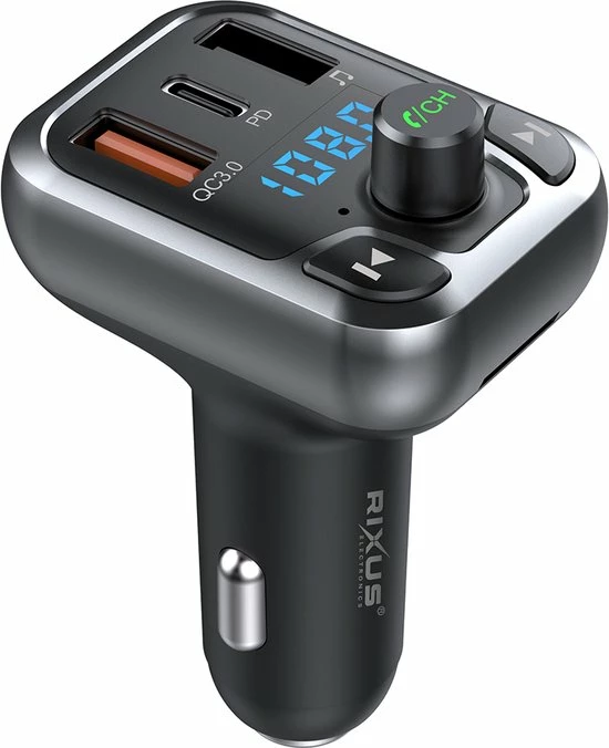 Rixus Bluetooth FM Transmitter QC30 + Type C Dual Fast Charge RXBT25 Beste deal ???? Rixus Electronics Rixus Bluetooth FM Transmitter QC30 + Type C Dual Fast Charge RXBT25 ???? -Brodit store