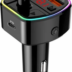 Groothandel 🔥 Technaxx FMT1600BT Bluetooth FM Transmitter - Met Spraakassistent - USB-C PD 20W - Zwart/RGB 🥰