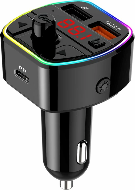 Groothandel π₯ Technaxx FMT1600BT Bluetooth FM Transmitter - Met Spraakassistent - USB-C PD 20W - Zwart/RGB π₯° 1 Groothandel π₯ Technaxx FMT1600BT Bluetooth FM Transmitter - Met Spraakassistent - USB-C PD 20W - Zwart/RGB π₯°