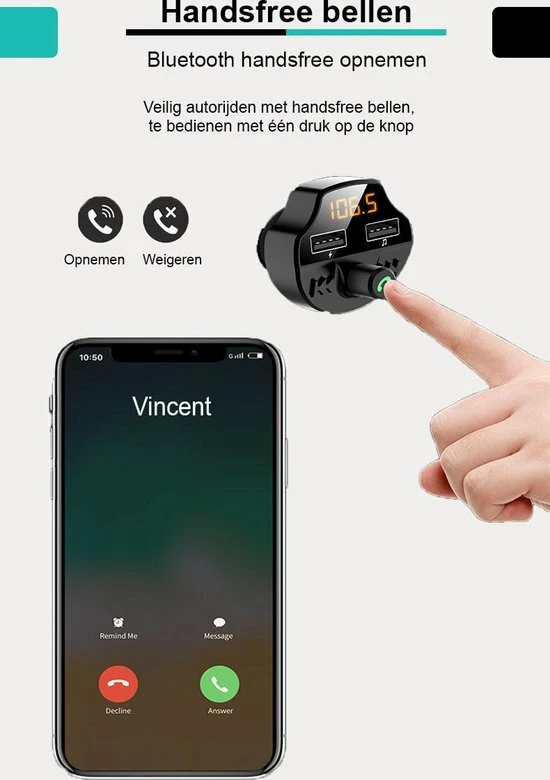 Auto FM Transmitter - Bluetooth - Handsfree bellen - USB - Carkit - Audio receiver - Oplaadfunctie - Auto accessoires Groothandel ???? TibaGoods Auto FM Transmitter - Bluetooth - Handsfree Bellen - USB - Carkit - Audio Receiver - Oplaadfunctie - Auto Accessoires ???? -Brodit store