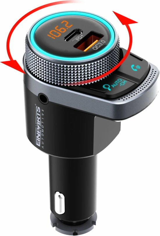 Bluetooth FM-Zender - Carkit - Autolader USB A / USB C - Snellader - Handsfree Bellen Aanbiedingen ???? Einpart Bluetooth FM-Zender - Carkit - Autolader USB A / USB C - Snellader - Handsfree Bellen ???? -Brodit store